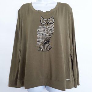 Life Is Good Sweatshirt Owl Print XL